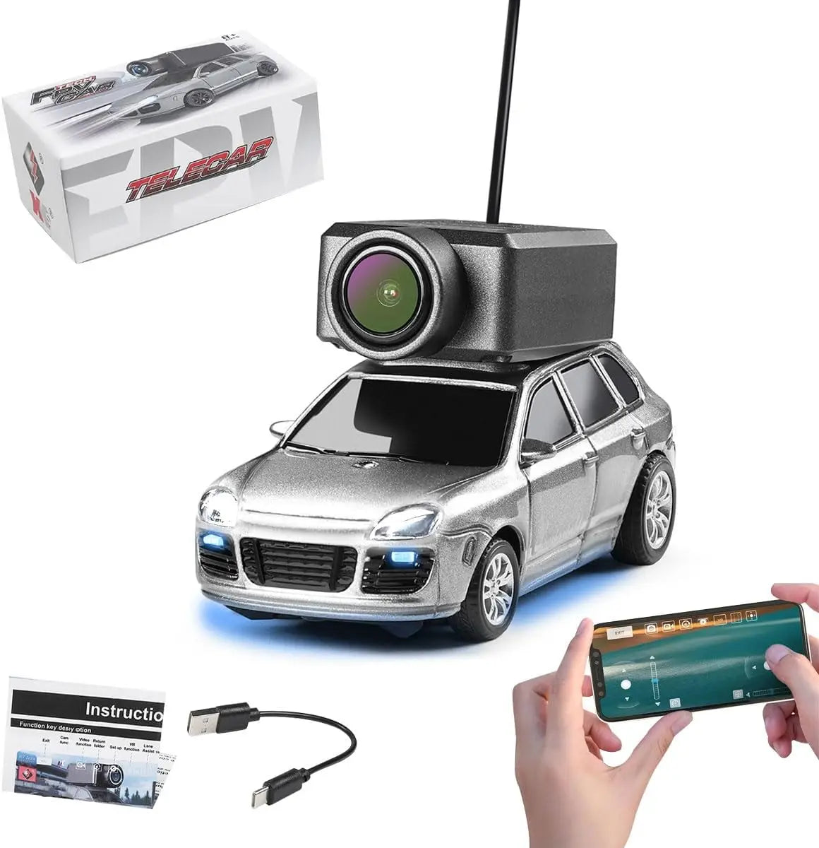 FPV RC automobilis su kamera – valdomas telefonu