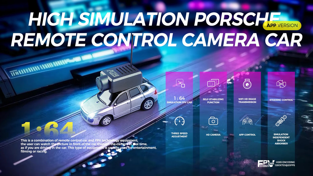 FPV RC automobilis su kamera – valdomas telefonu