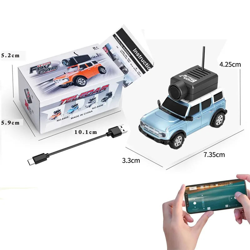 FPV RC automobilis su kamera – valdomas telefonu