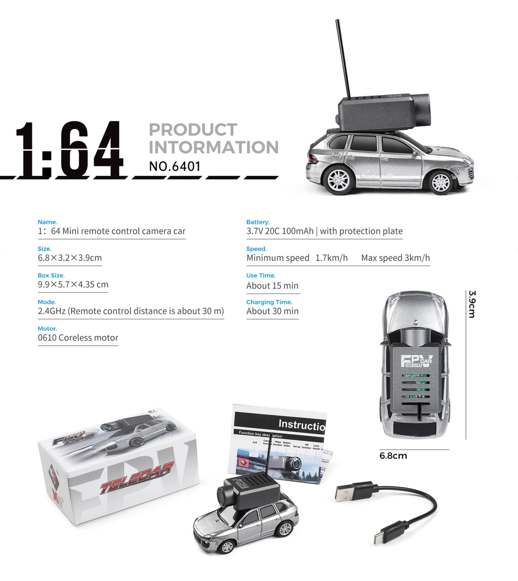 FPV RC automobilis su kamera – valdomas telefonu