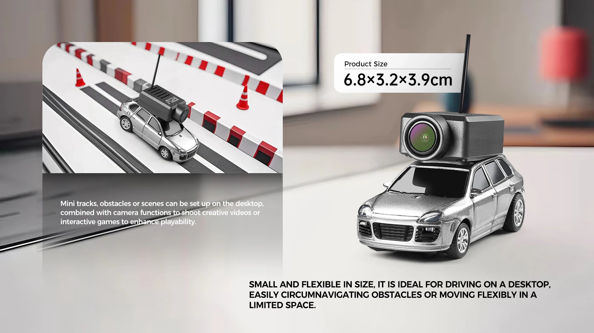 FPV RC automobilis su kamera – valdomas telefonu