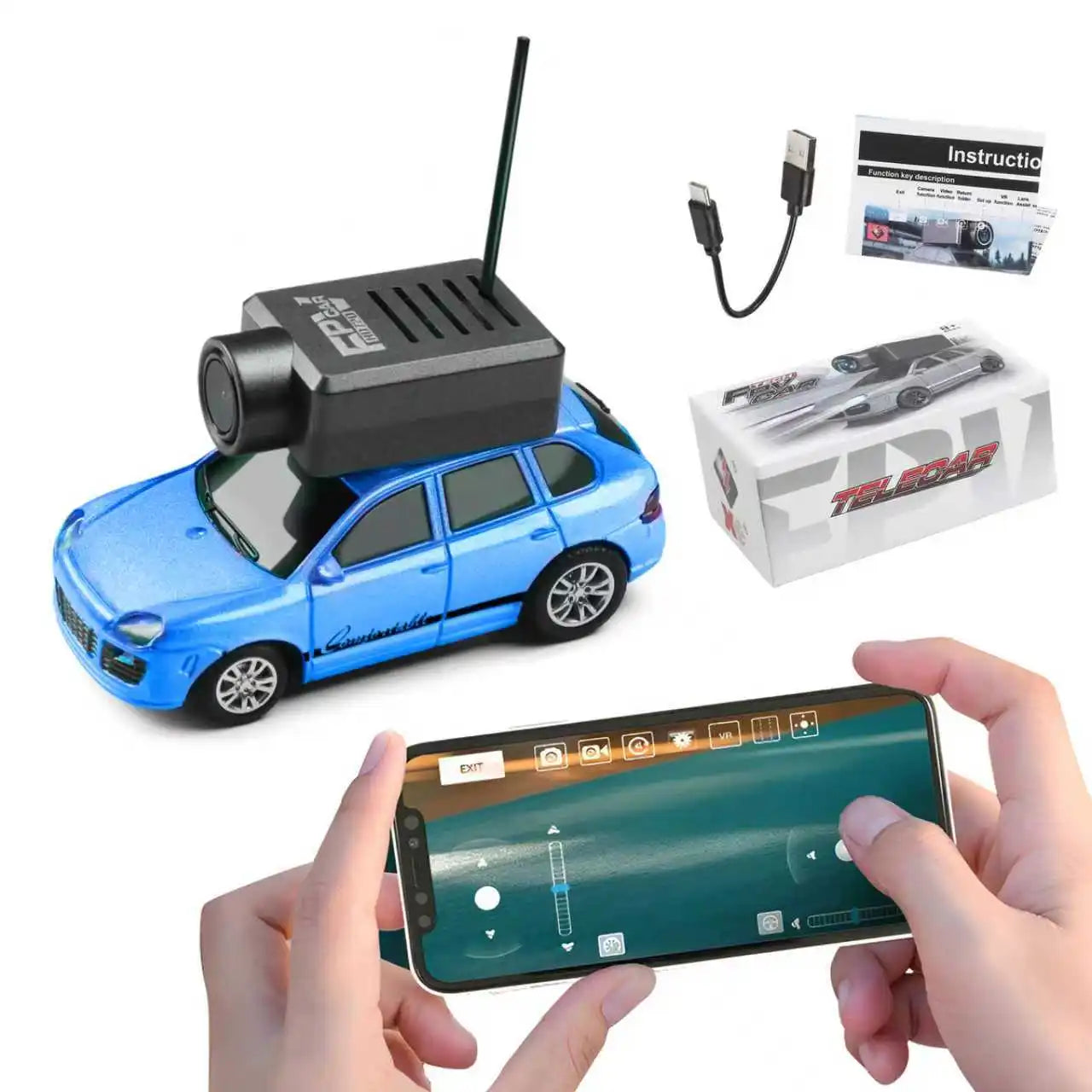 FPV RC automobilis su kamera – valdomas telefonu