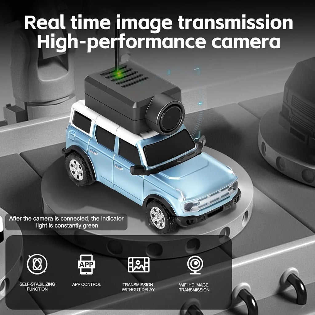 FPV RC automobilis su kamera – valdomas telefonu